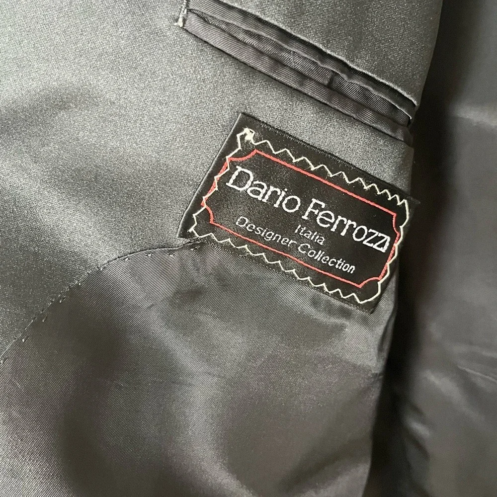 Dario Ferrozzi Tuxedo Jacket Mens 44R Black Excellent Double Breasted Peak Lapel